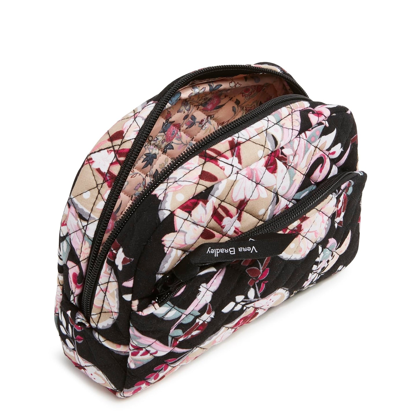 Vera Bradley Women's Cotton Medium Cosmetic Makeup Organizer Bag, Soft Sky Paisley, One Size