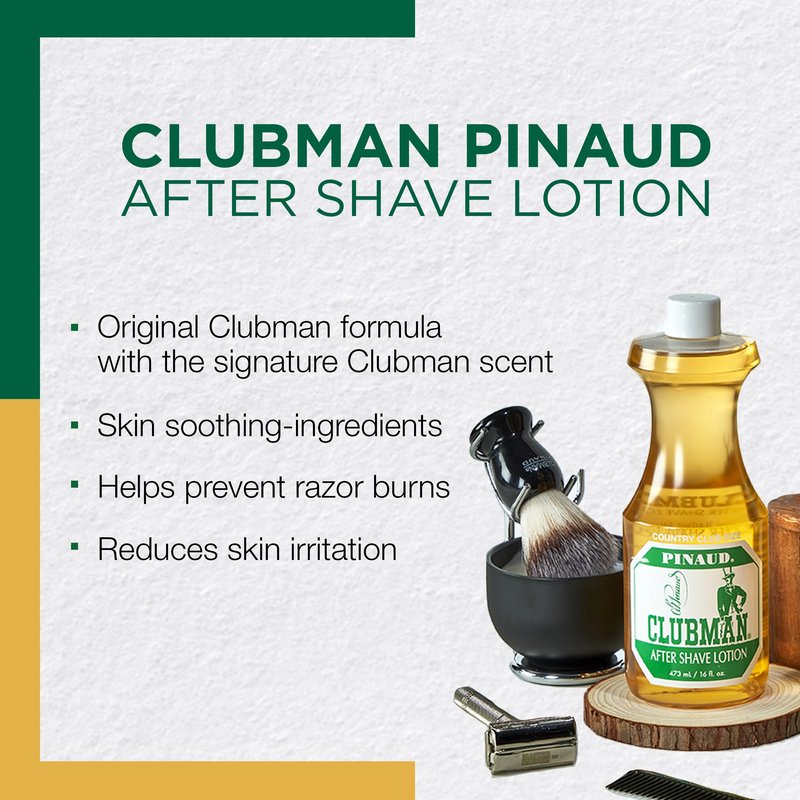 Clubman Pinaud After Shave Lotion – Soothes Skin After Shaving with Masculine Fragrance, Classic Barbershop Scent, 16 Oz, 2 Pack