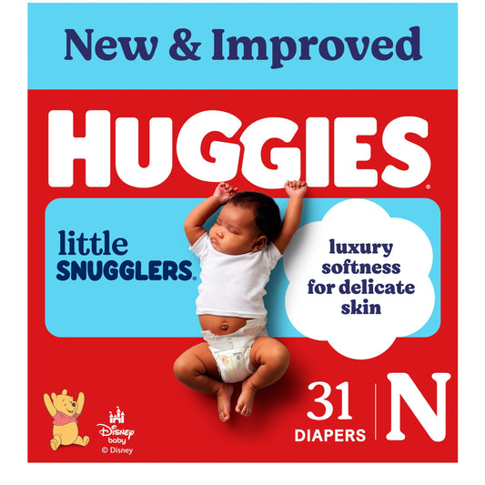 Huggies Size Newborn Diapers, Little Snugglers Baby Diapers, Size Newborn (up to 10 lbs), 31 Count, Packaging May Vary