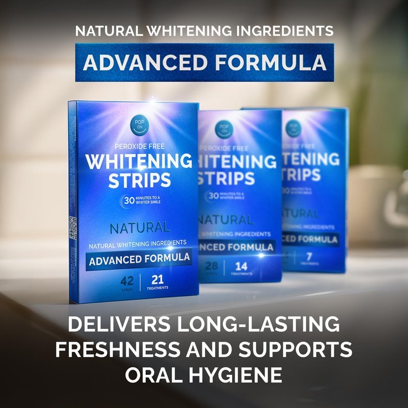 Whitening Strips for Sensitive Teeth 21 Treatments, Mint – Enamel Safe, Peroxide-Free Coconut Oil Teeth Whitening Strips with Natural Enzymes – Gentle White Stips for Sensitive Gums & Daily Oral Care