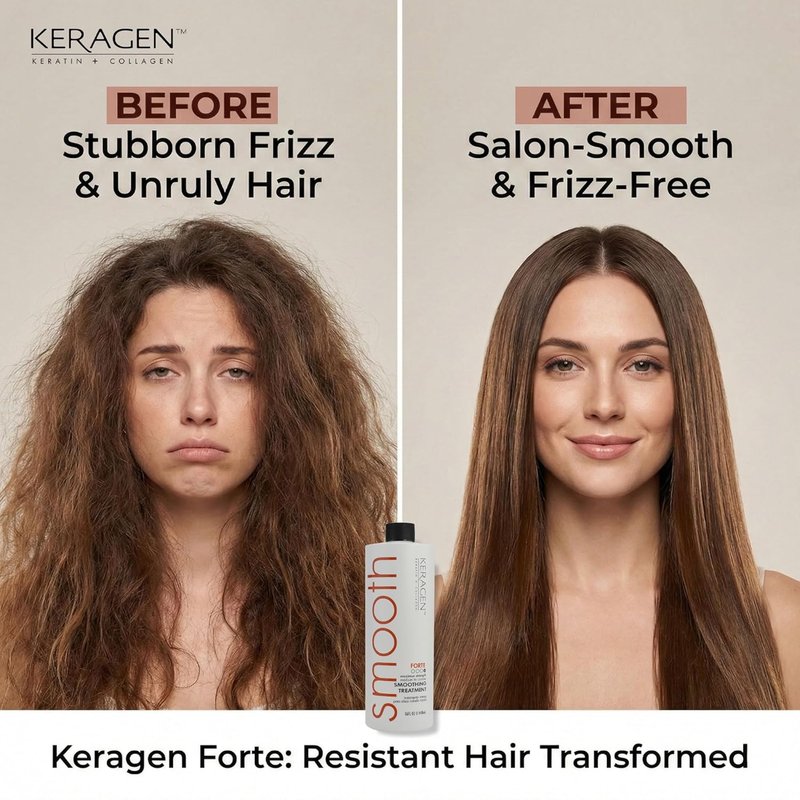 Keragen Brazilian Keratin Hair Treatment - Smoothing Blowout System for Dry, Damaged Hair | Sulfate-Free, 16 Oz