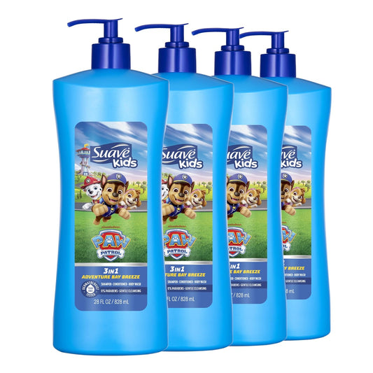 Suave Kids Paw Patrol 3-in-1 Shampoo, Conditioner & Body Wash - Tear-Free Adventure Bay Breeze, 28 FL OZ Pump