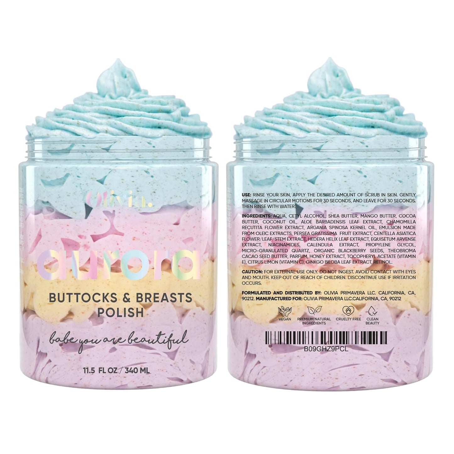 Whipped Body Scrub - Exfoliating Sugar Scrub for Smooth Skin | Natural Mango & Coconut, 10 oz