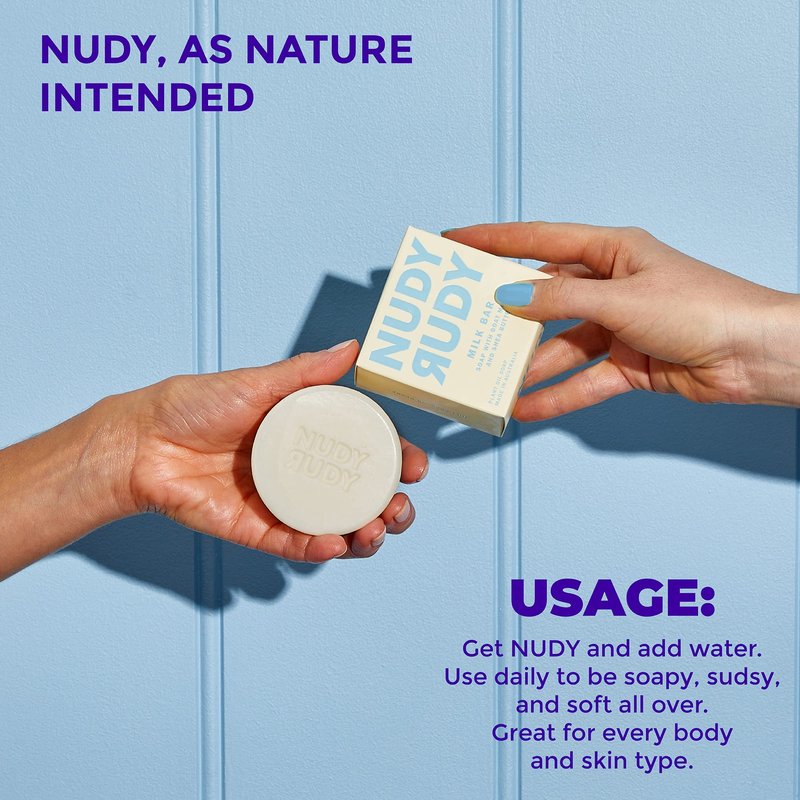 Nudy Rudy Milkshake Bundle Bar Soap Pucks, Includes Milk Bar, Hunny Bunny, Killa Vanilla, Made with Organic Shea Butter, Pure Plant Oils, Triple Milled Bars, All Skin Types, 4.2 oz Each - Pack of 3