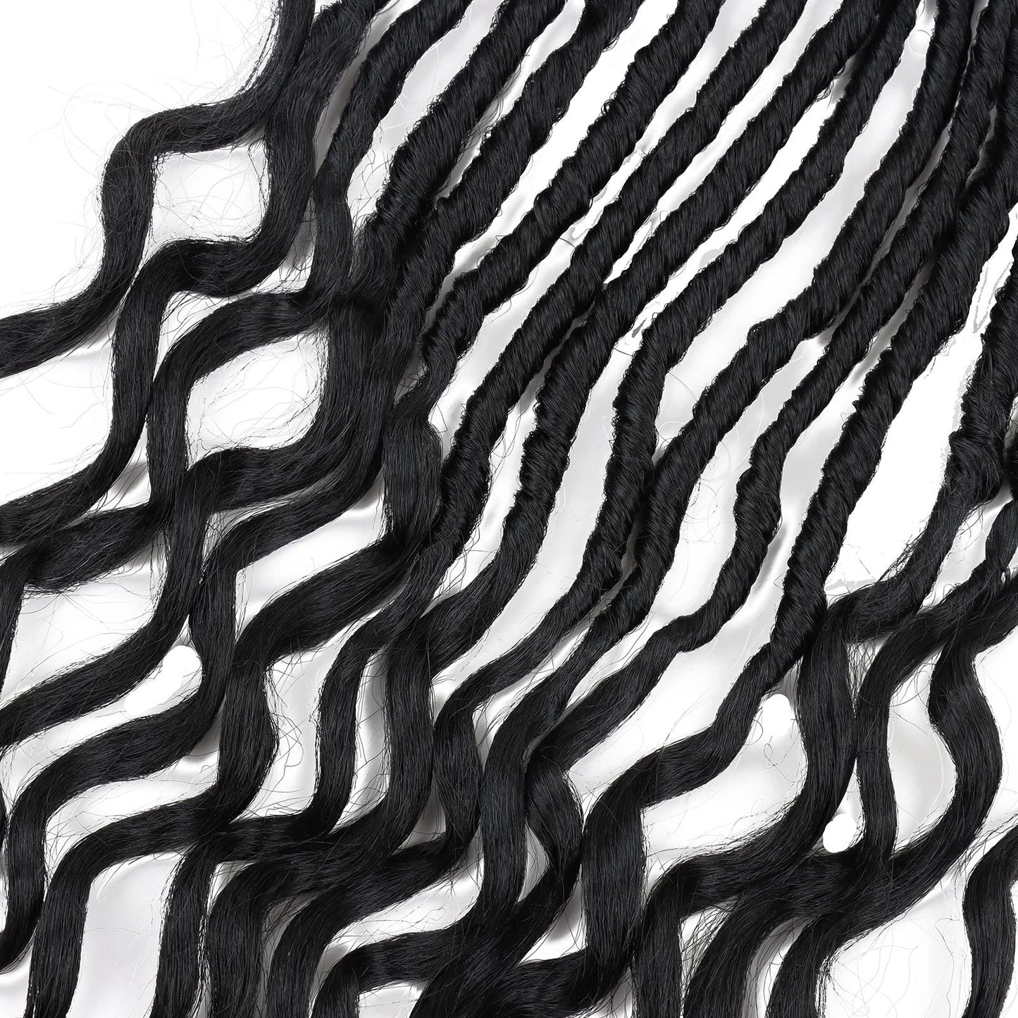 LYCSOU 24 Inch Faux Locs Crochet Hair 6 Packs Soft Goddess Locs Crochet Braids Deep Wave Pre Looped Crochet Hair Extensions for Black Women 1B