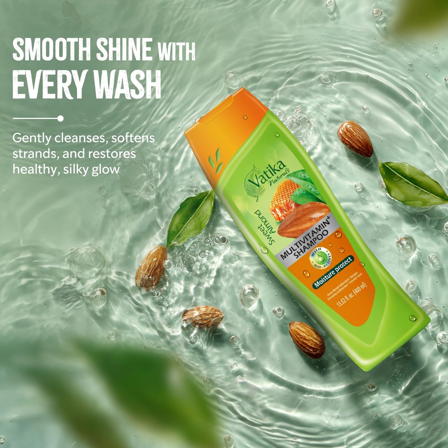 Vatika Naturals Sweet Almond Shampoo & Conditioner – Deep Nourishment for Dry, Frizzy Hair | Moisturizing Almond Hair Care for Soft, Smooth & Healthy-Looking Strands Every Day
