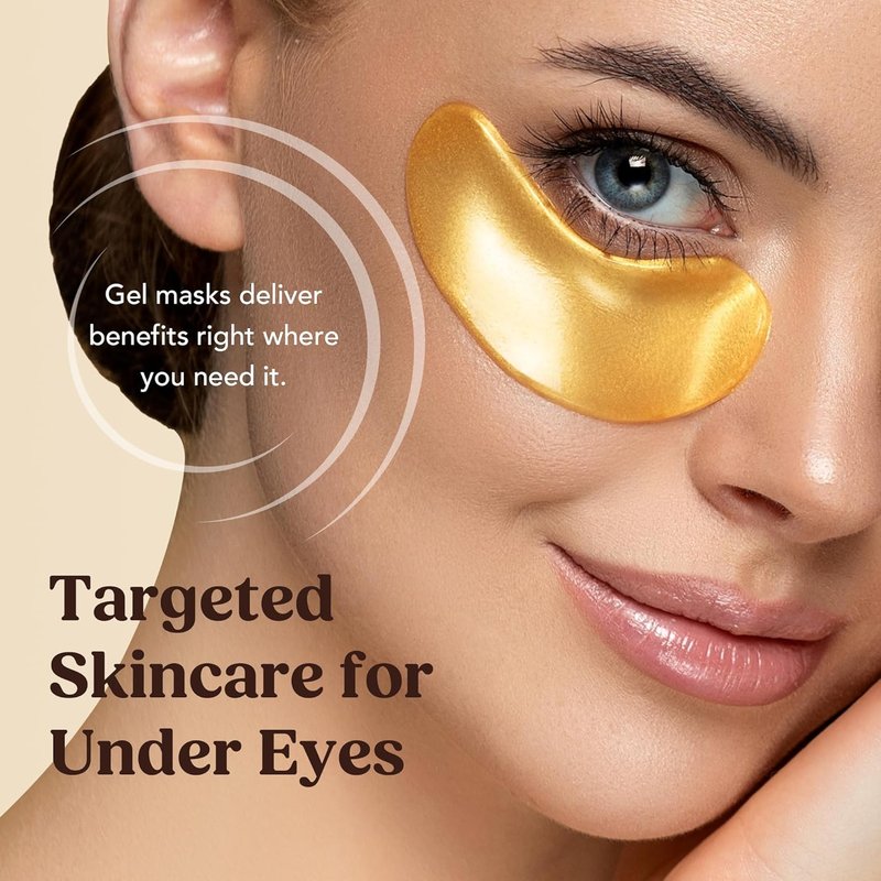 Golden Glow Under Eye Patches - Hydrating Soft Gel Masks for Puffiness, Dark Circles & Fine Lines | 100 Pairs