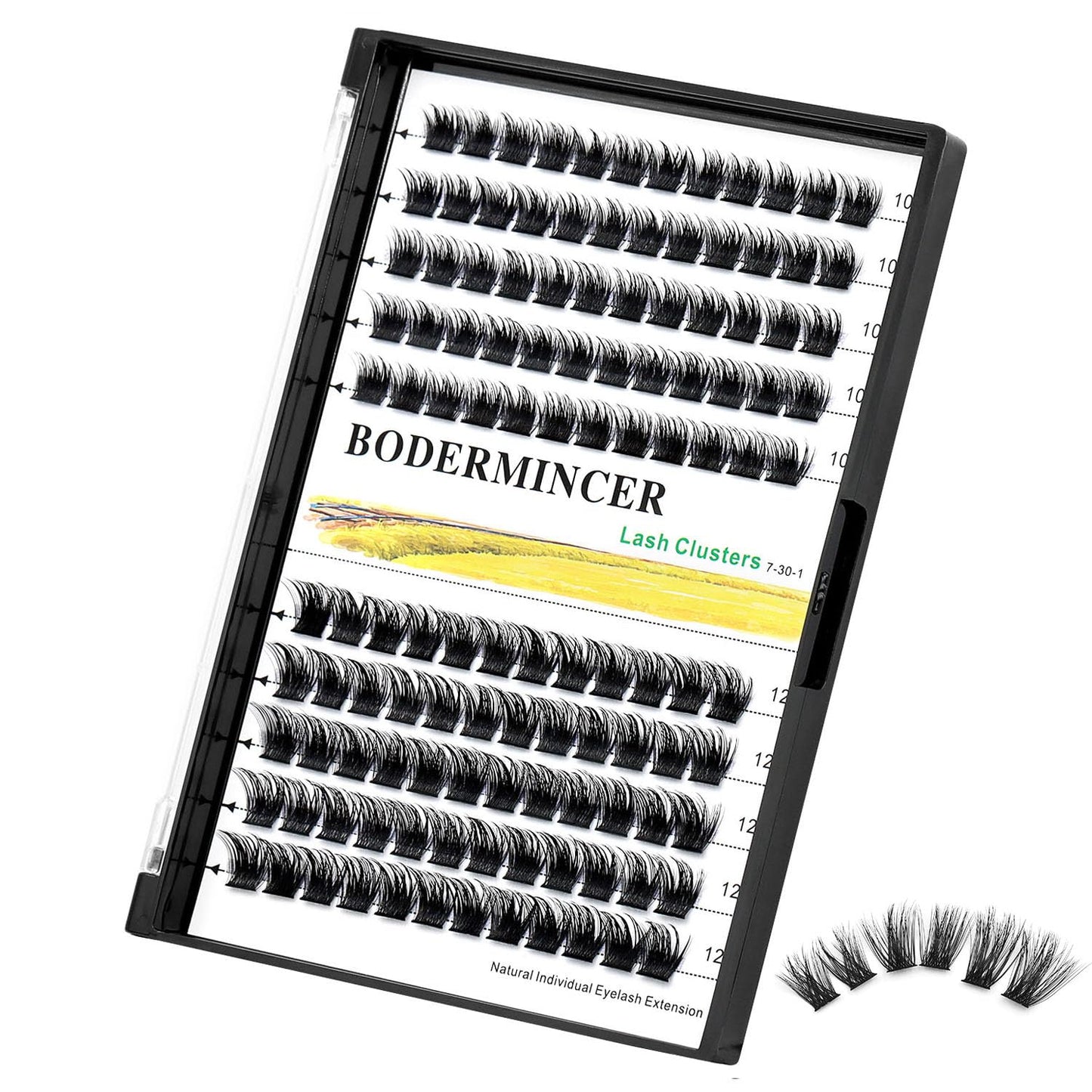 Bodermincer 120 Clusters 10mm+12mm/12mm+14mm Mixed Lash Cluster False Eyelash Individual Cluster EyeLashes Grafting Fake False Eyelashes Eyelash Extension (M01-Black-12mm)