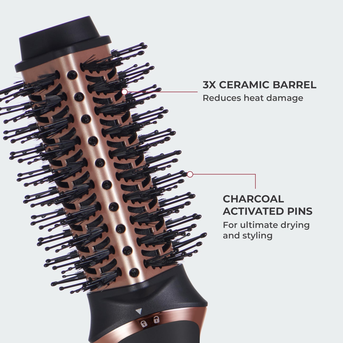 Kiss Volume & Style Boosting 2-in-1 Air Brush, Interchangeable Ceramic Waterdrop & 1.5” Round Brush Head, Maximum Root Boosting Hair Dryer, 4 Heat Settings, Tangle-Free Bristles, 360° Swivel Cord