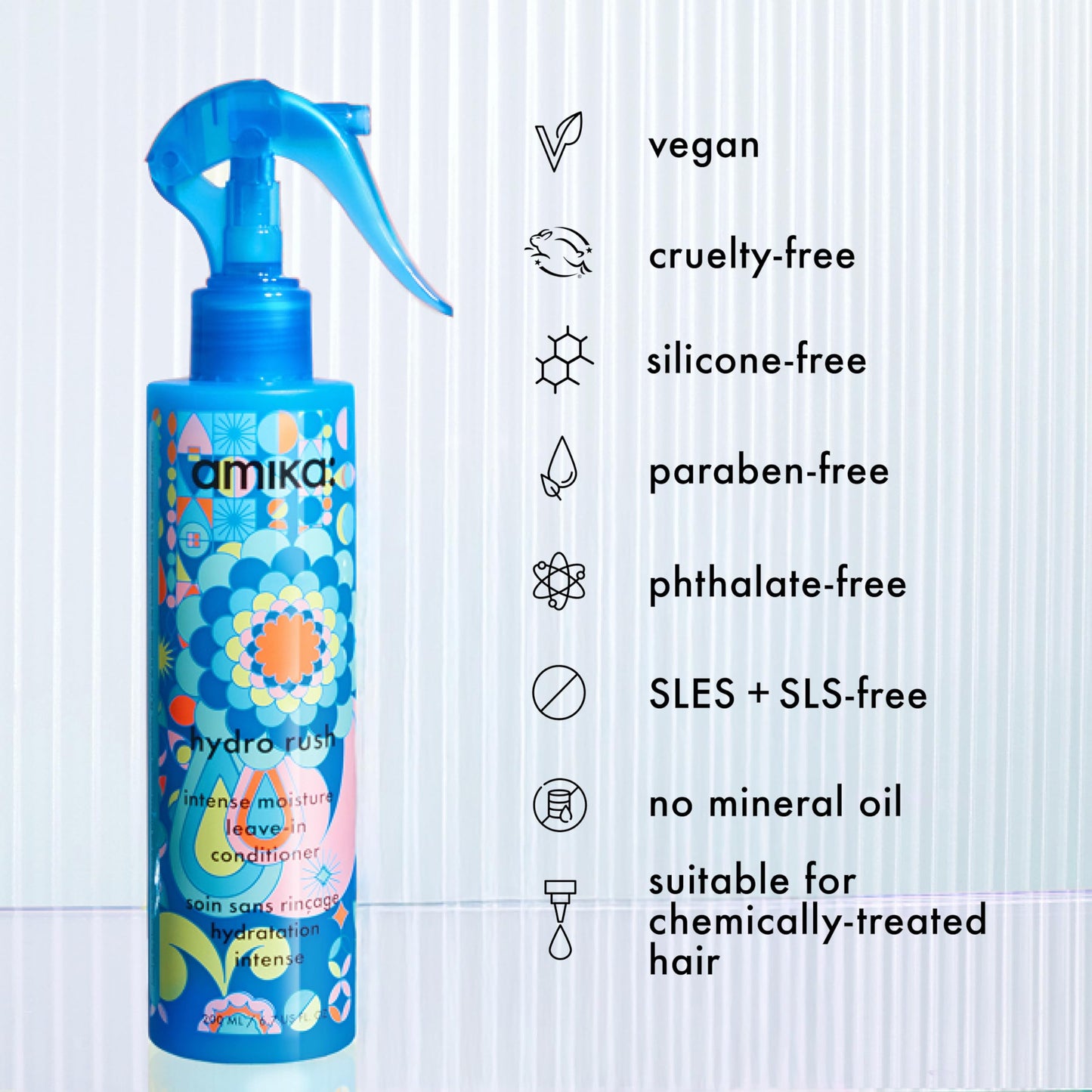 amika Hydro Rush Intense Moisture Leave-In Conditioner with Hyaluronic Acid