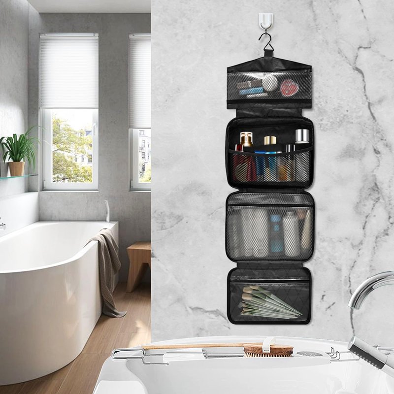 MNSRUU Hanging Toiletry Bags for Women Travel, Gothic Black Skull Moth Toiletry Organizer Portable Travel Toiletry Bags Clear Wash Bags Makeup Bag Cosmetic Bag