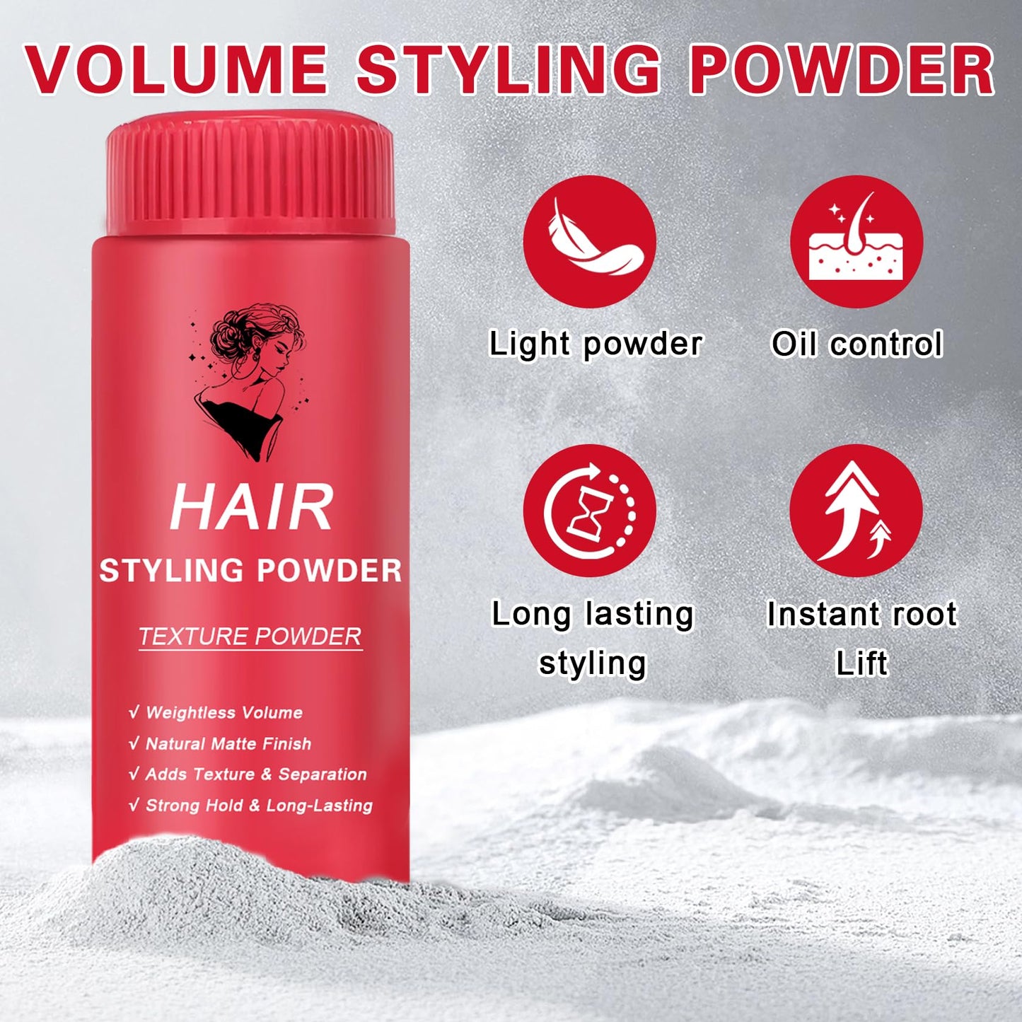 DAMUSI Hair Texture Styling Powder for Men & Women, Mattifying Hair Texturizing Volume Powder with Matte Finish, Strong Hold, Easy to Apply for All Hair Styles 0.52 Oz(Pack of 2)