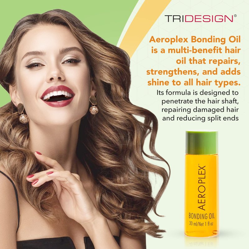 TRIDESIGN Aeroplex Bonding Oil - Repairs, Promotes Growth & Prevents Breakage - Silky Serum for Dry, Damaged & Frizzy Hair - Travel Size 30ml - Salon-Tested with UV & Heat Protection