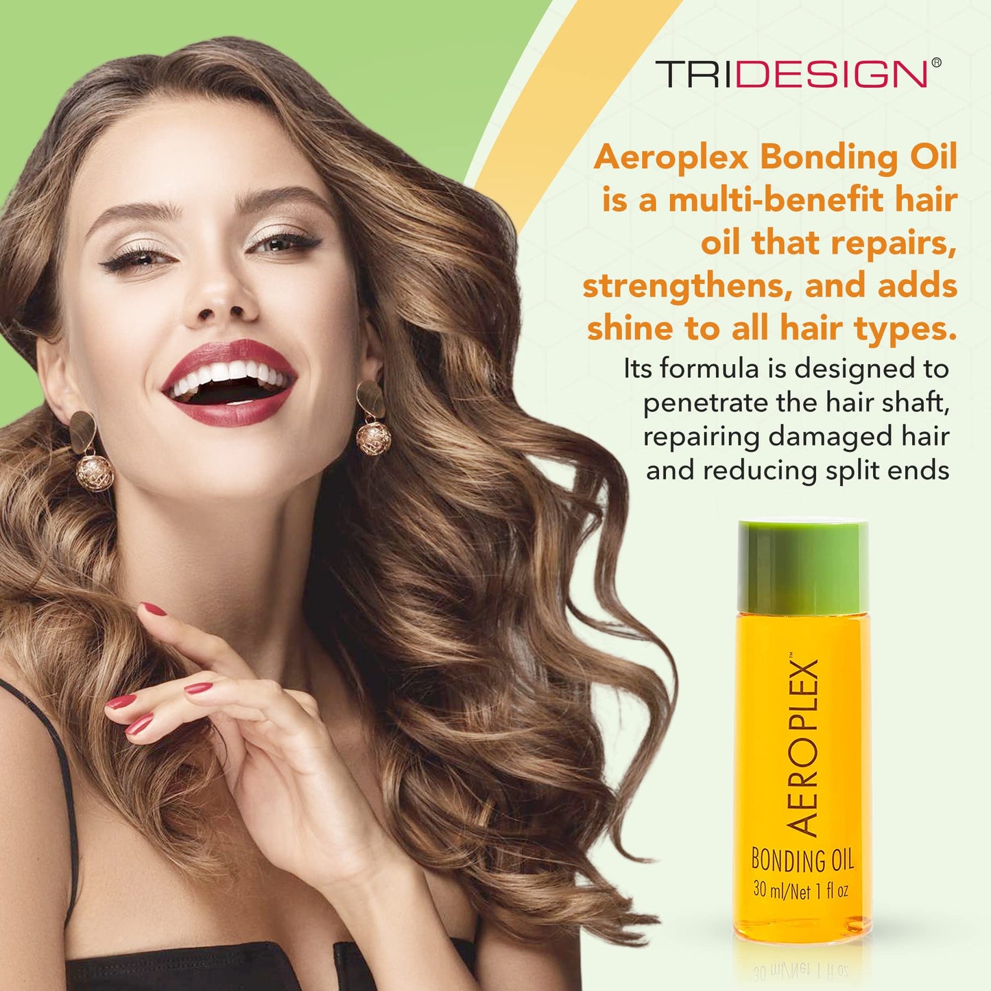 TRIDESIGN Aeroplex Bonding Oil - Repairs, Promotes Growth & Prevents Breakage - Silky Serum for Dry, Damaged & Frizzy Hair - Travel Size 30ml - Salon-Tested with UV & Heat Protection