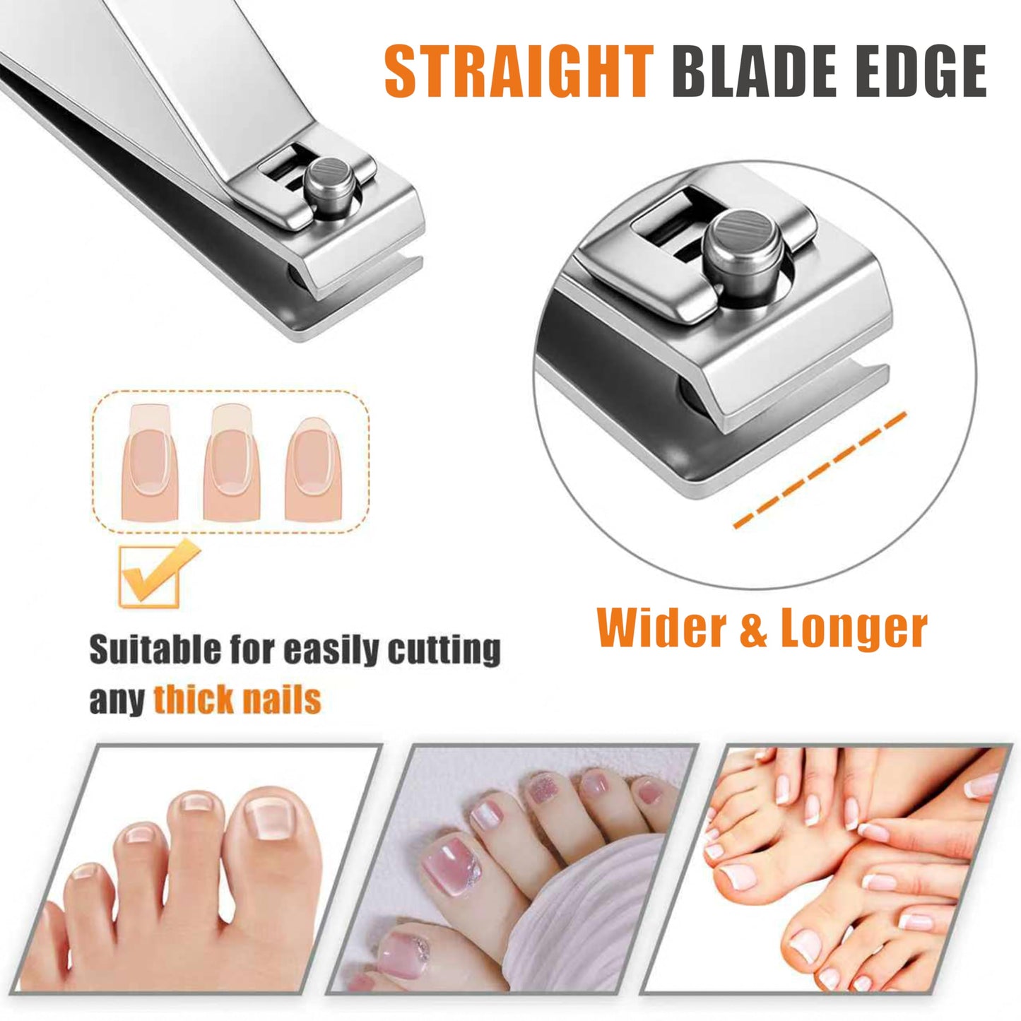 AVERZELLA 6-Pack Toenail Clippers, Straight Edge Large Nail Clippers Bulk Set for Men Women Seniors, 3.15 inch Long Handled for Thick Toenails, Big Stainless Steel Toe Nail Clipper with Anti-Slip Grip
