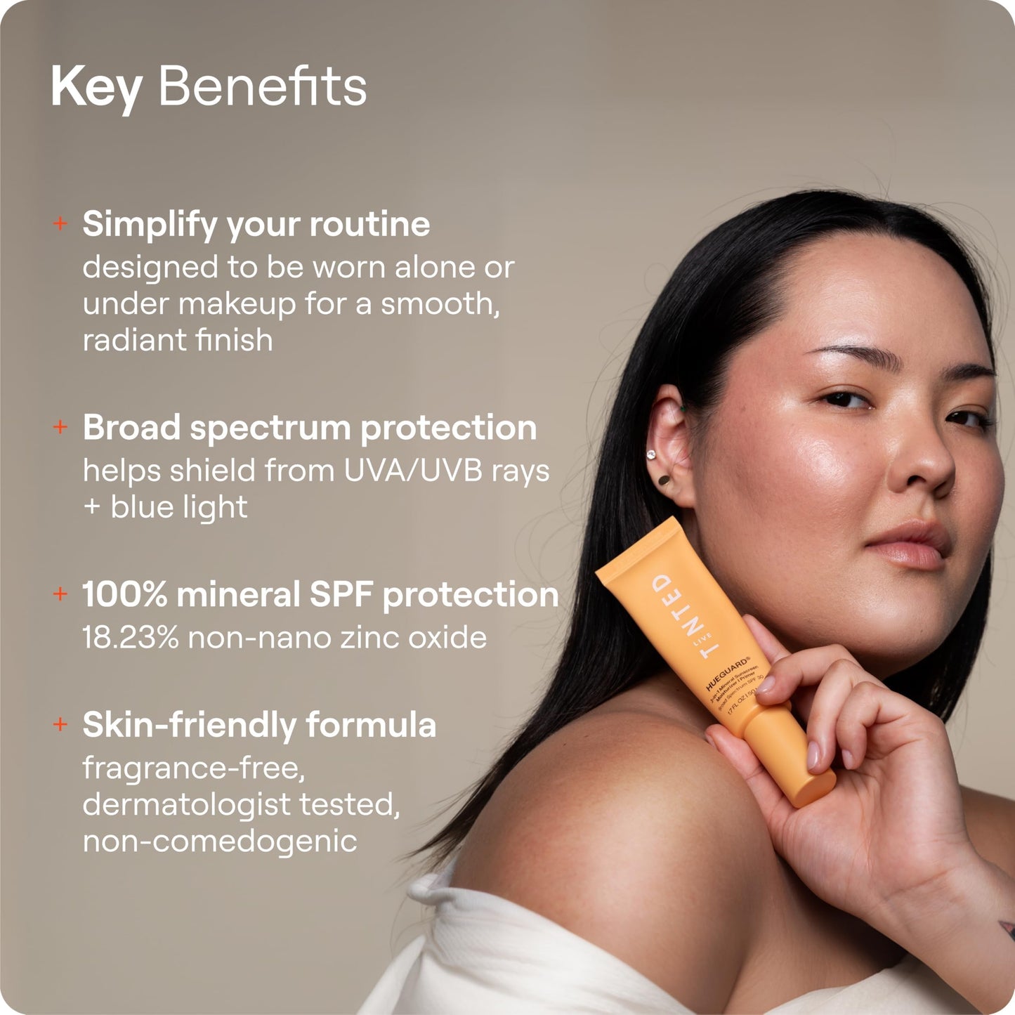Live Tinted Hueguard® 3-in-1 Mineral Sunscreen, Moisturizer, & Primer for Face and Body - Hydrate and Protect the Skin Year Round - SPF 30, 1.7 Fl Oz