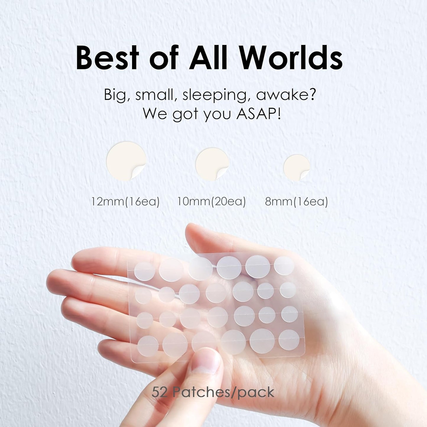 Active Spot Alleviating Patches - Hydrocolloid Treatment for Acne | 52 Patches in 8mm, 10mm & 12mm Sizes