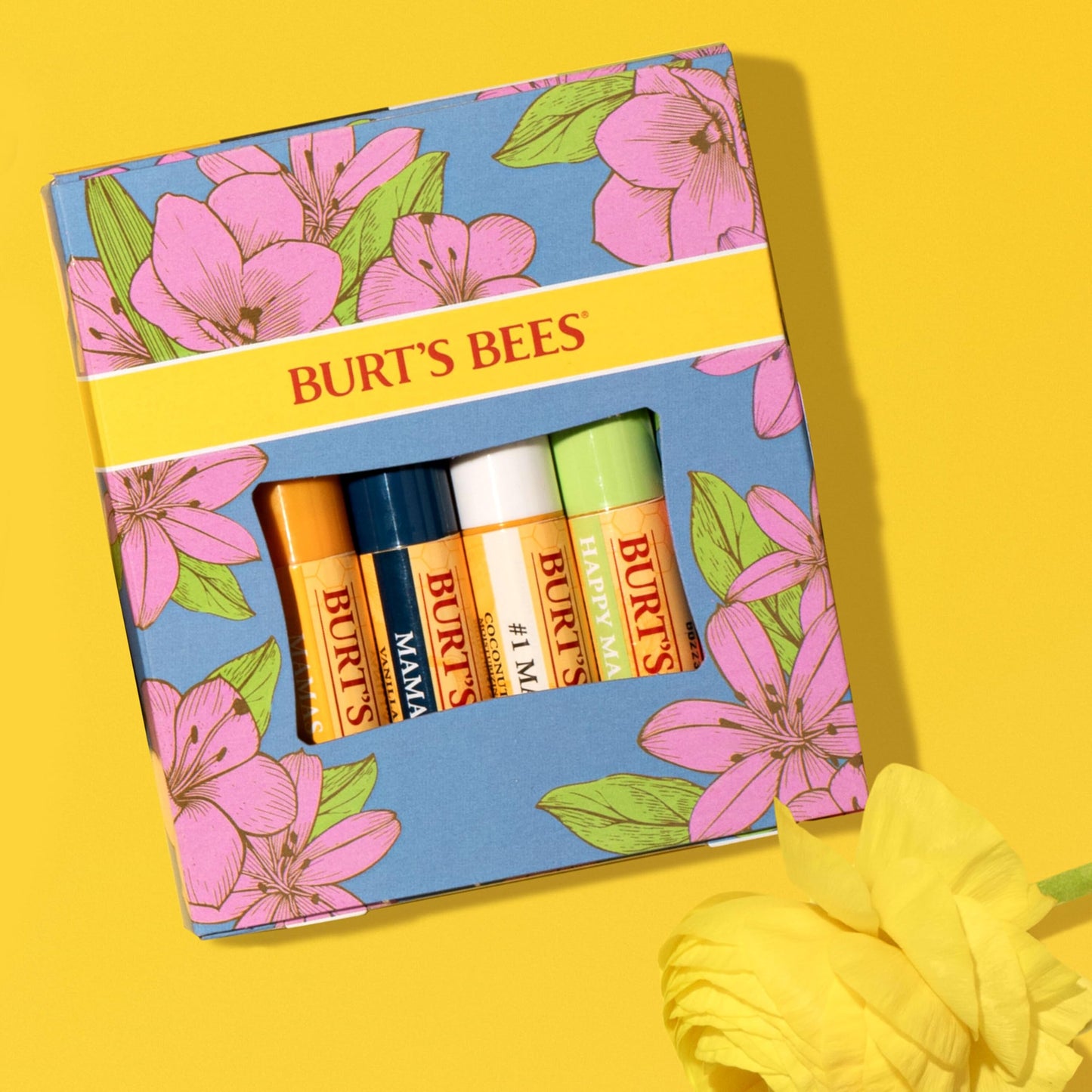 Burt's Bees Gifts Ideas - Balm Bouquet Lip Balm Set, Original Beeswax, Vanilla Bean, Cucumber Mint, Coconut & Pear Pack, Natural Origin Lip Treatment, 4 Tubes, 0.15 oz.