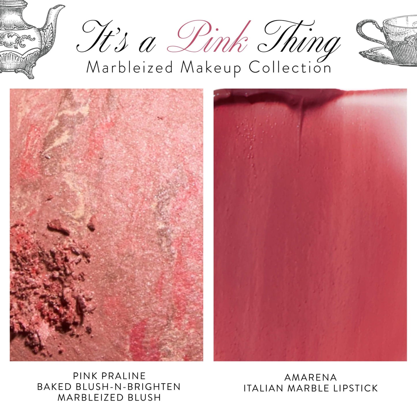 LAURA GELLER NEW YORK It's a Pink Thing Marbleized Makeup Collection - Limited Edition Blush & Lipstick Gift Set - Marbleized Baked Blush & Hydrating Lipstick - Perfect for Mother's Day Gifting