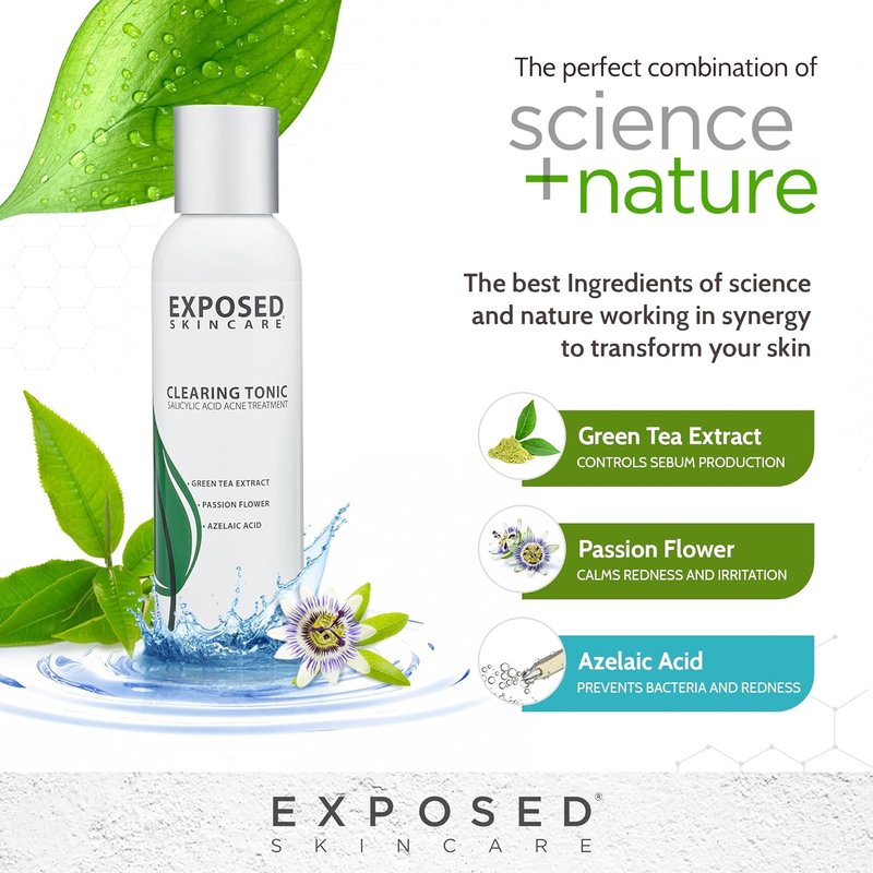 Clearing Tonic Facial Toner - 1% Salicylic Acid & Witch Hazel for Acne | Natural & Non-Toxic