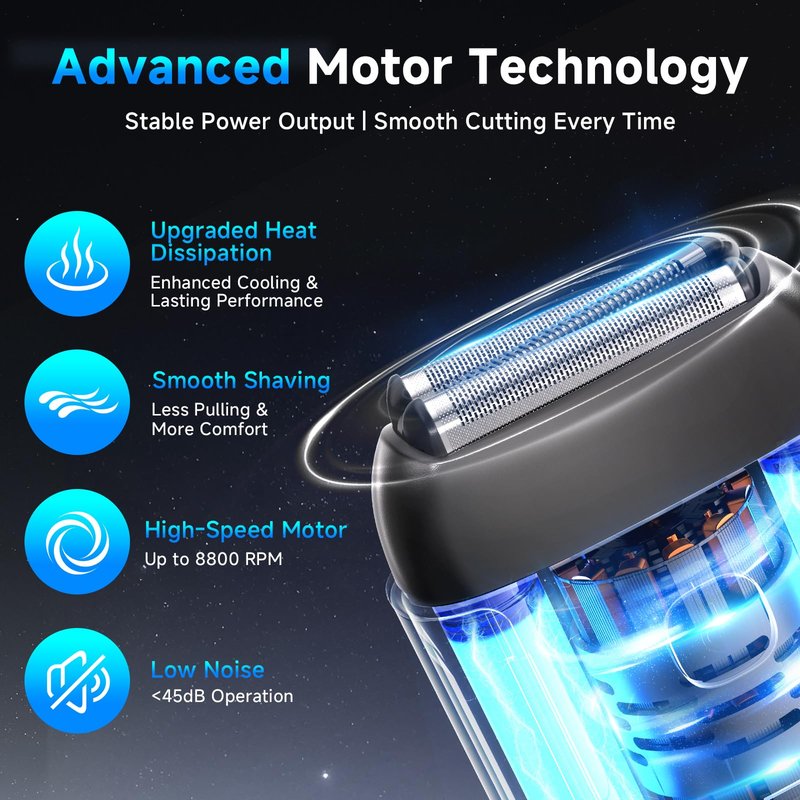 Electric Foil Shavers for Men: Mini Electric Razor with 3 Floating Blades, IPX7 Waterproof Foil Shaver, USB-C Rechargeable Shavers for Men with Travel Lock, Compact Grooming Gift for Home & Travel