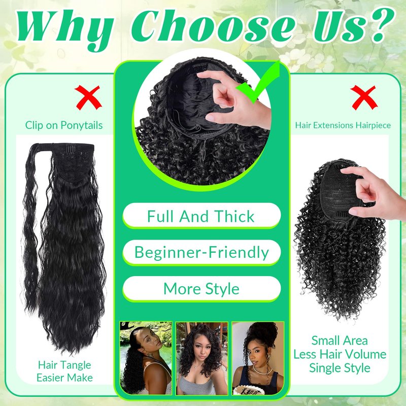 Qmaple Half Wig Synthetic Hair 3 In 1 Curly Half Wig With Adjustable Drawstring Seamless Flip For Beginner Friendly Water Wave For Black Women (Black 14 Inch)