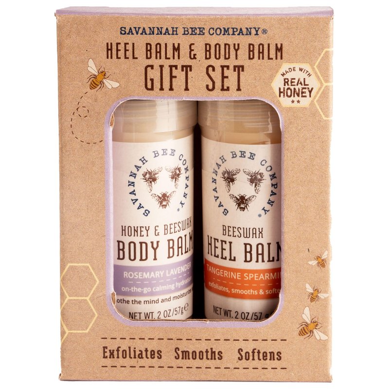 Savannah Bee Heel & Body Balm Duo Gift Set - Beeswax and Honey for Healthy and Hydrated Skin