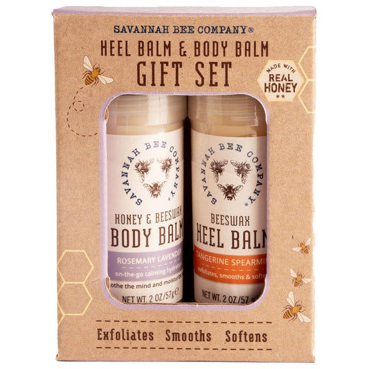 Savannah Bee Heel & Body Balm Duo Gift Set - Beeswax and Honey for Healthy and Hydrated Skin