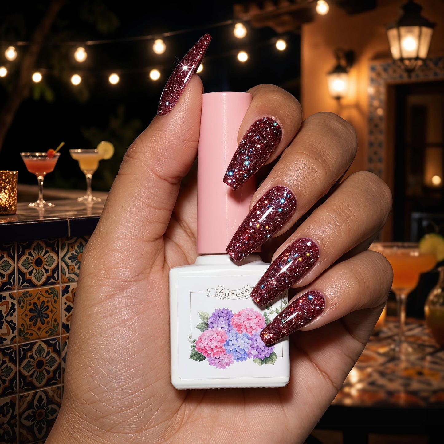 ADHERE Reflective Glitter Gel Nail Polish Set, 12 Colors Sparkly Shiny Pink Red Holographic Gel Polish Kit Soak Off UV LED Nail Art Varnish Manicure Kit DIY at Home