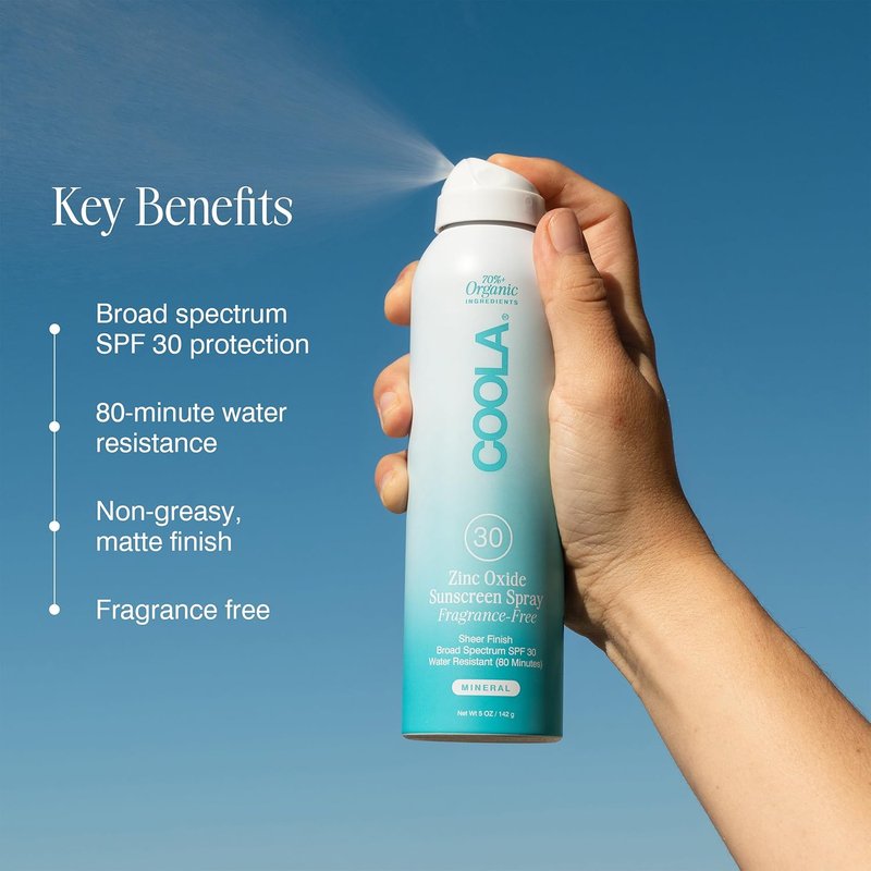 COOLA Organic Mineral Sunscreen SPF 30 - Vegan, Gluten-Free Daily Sunblock Spray | 5 Fl Oz