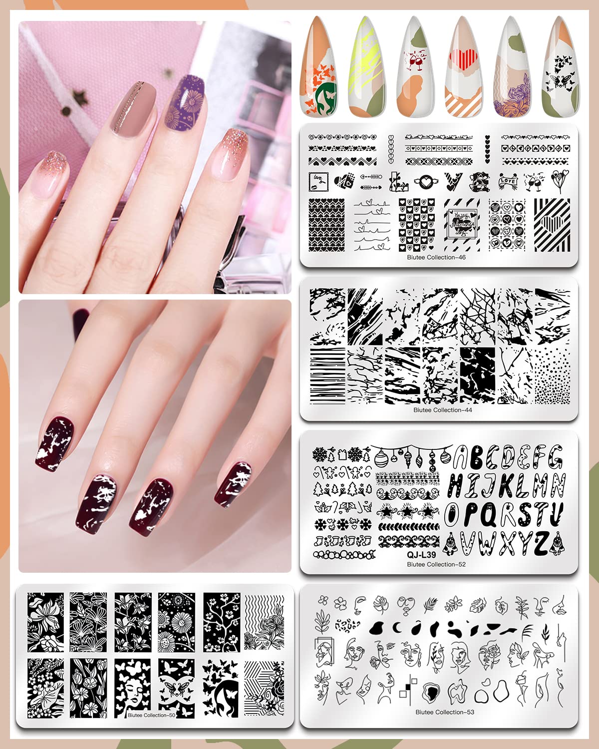 SEISSO 12 Colors Nail Stamping Polish Gels+5Pcs Stamp Print Templates+1 Peel Off Nail Tape Stamp Latex+1 Stamper with Scraper, Stamping Nail Polish Art Set Manicure Gift Collection