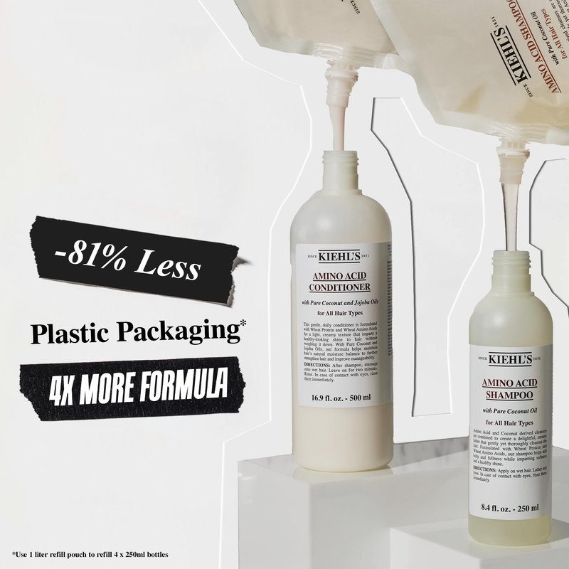 Kiehl's Amino Acid Shampoo, with Amino Acids and Coconut Oil to Clarify and Cleanse, Helps Strengthen Hair, Prevent Breakage, Suitable for All Hair Types, Paraben-Free - 8.4 fl oz