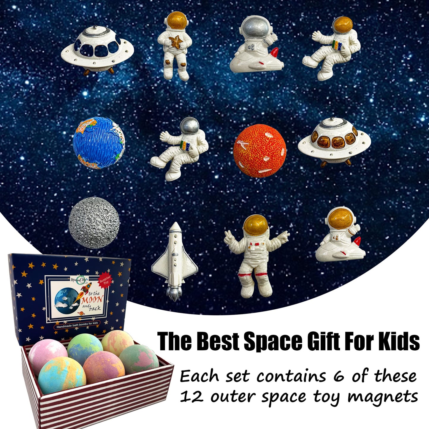 Galaxy Bath Bombs for Kids with Surprise Inside - Organic Bubble Bath Bombs with Educational Outer Space Planet Toys. Gentle, Natural & Kids Friendly - Birthday Gifts for Boys, Toddlers, Girls