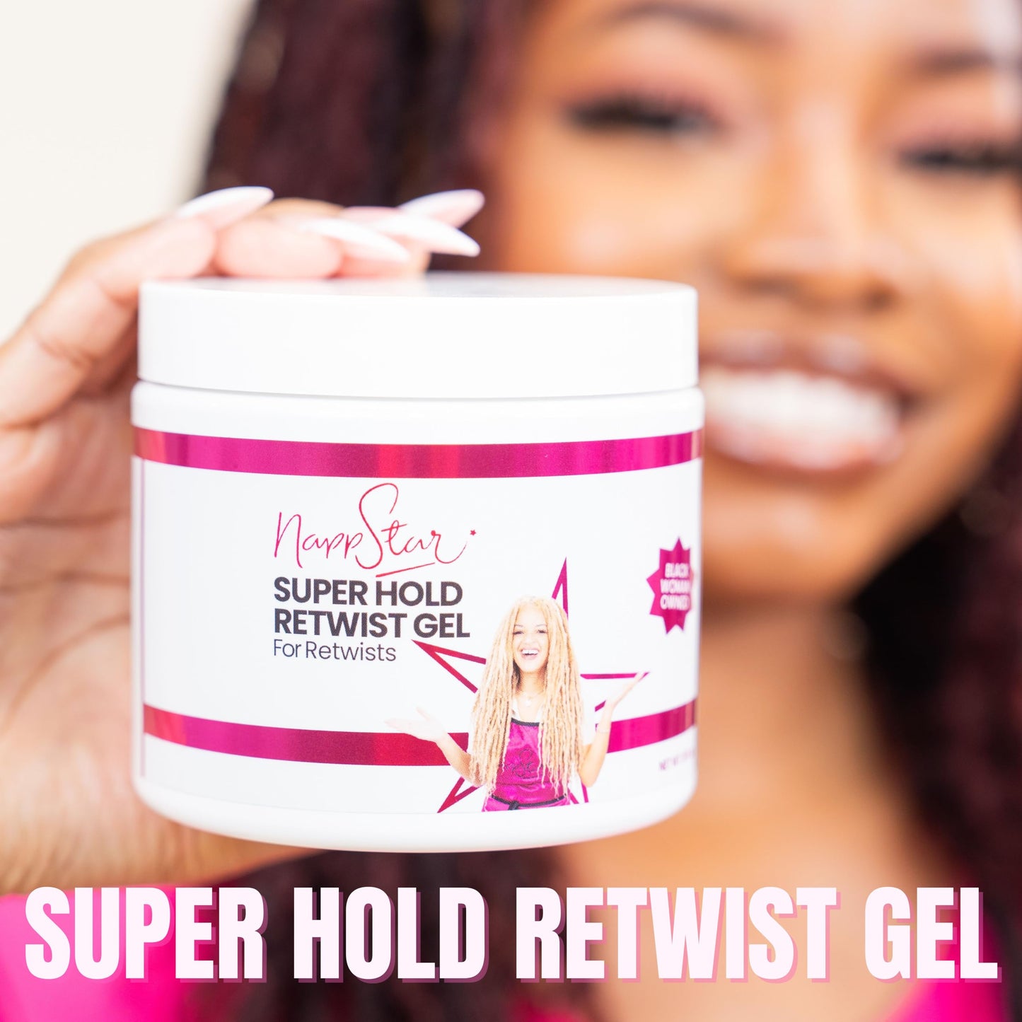 NappStar Super Hold Retwist Gel, Strong Hold for Locs and Edges, Non-Flaking, 16 Fl Oz