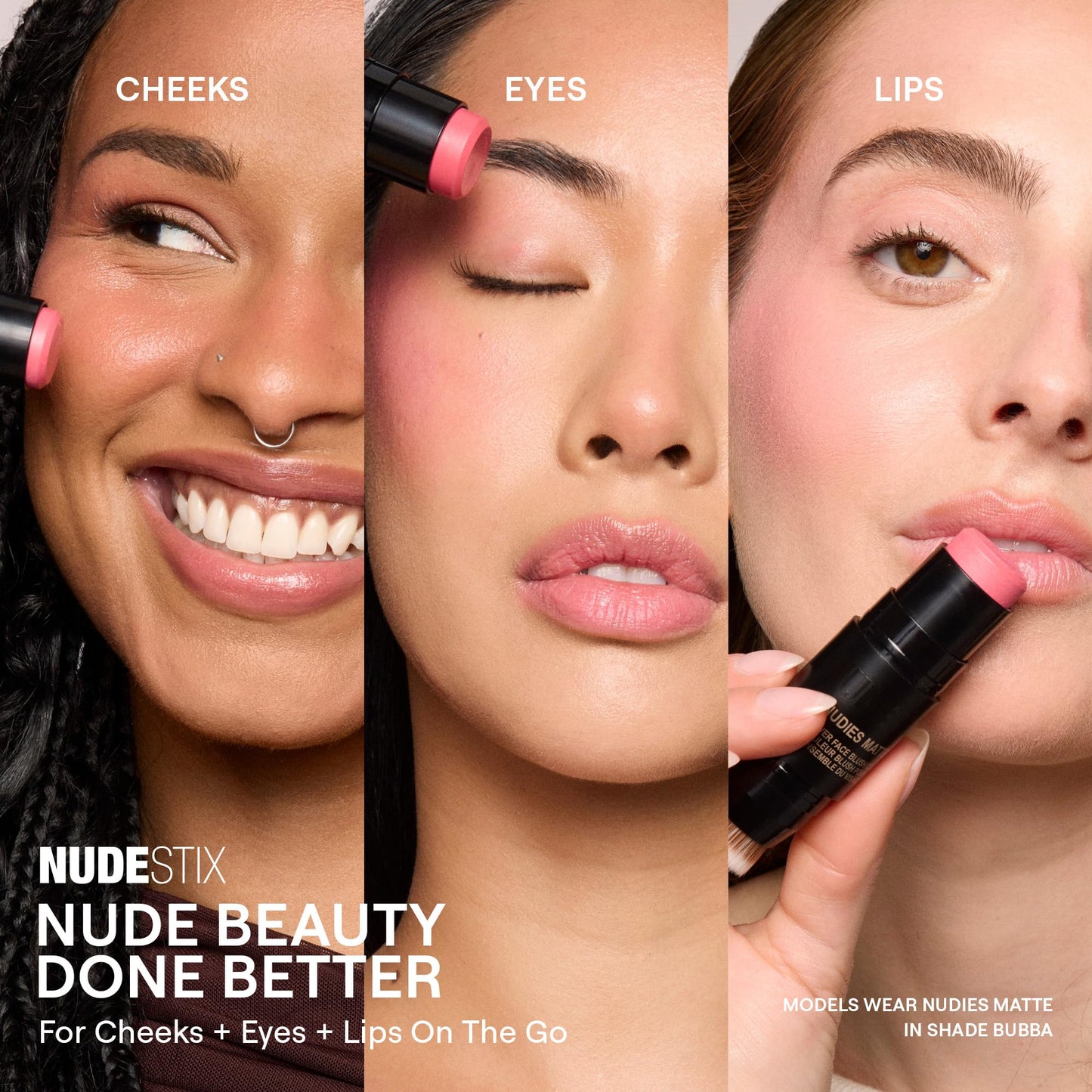 Nudestix Nudies Blush Stick – 3-in-1 Cream Blush for Cheeks, Eyes & Lips with Built-In Brush | Soft Matte Finish for a Natural Flush | Clean, Vegan & Travel-Friendly Makeup (Body Language)