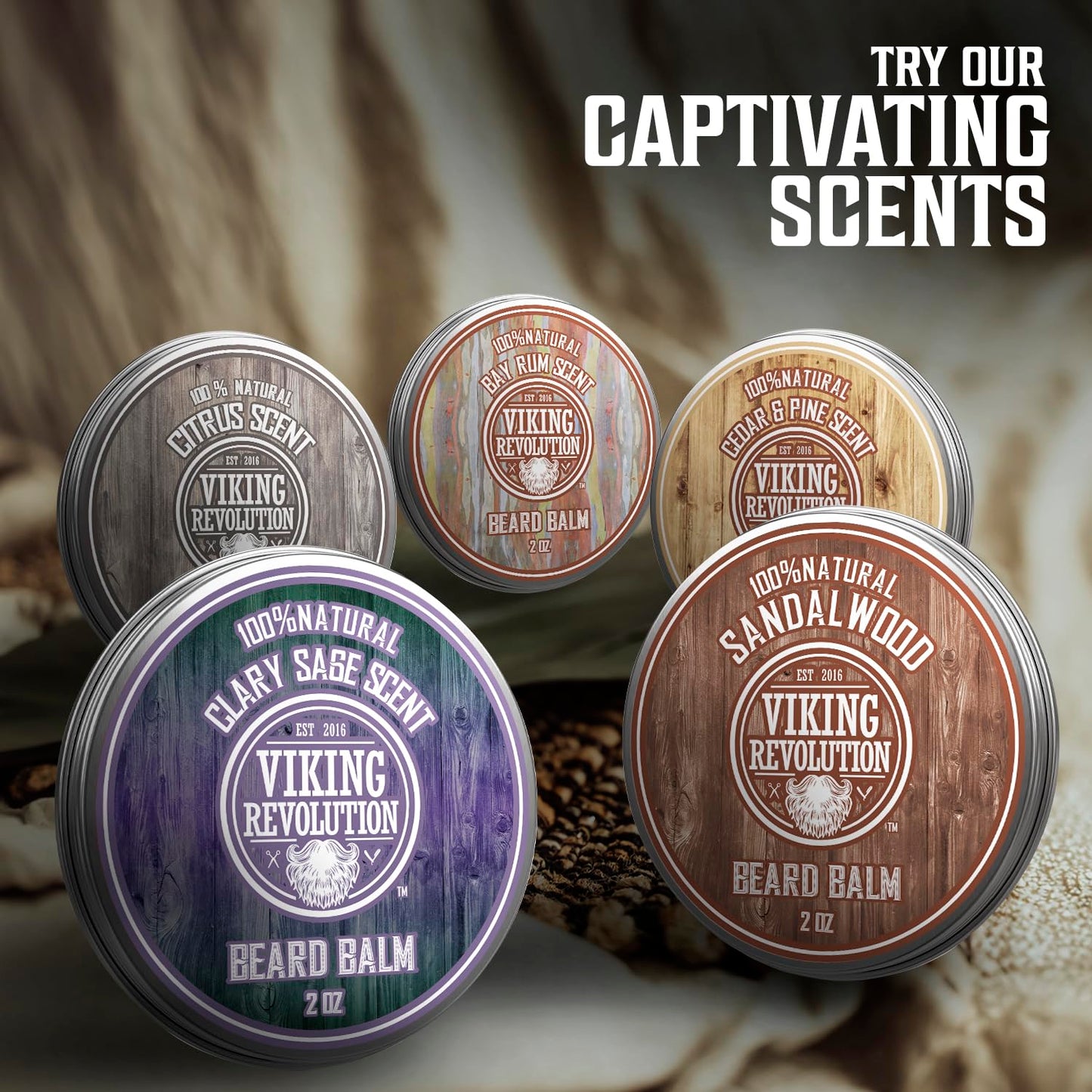Viking Revolution BEST DEAL Beard Balm with Argan Oil & Mango Butter - Styles, Strengthens & Softens Beards & Mustaches - Citrus Scent Leave in Conditioner Wax for Men