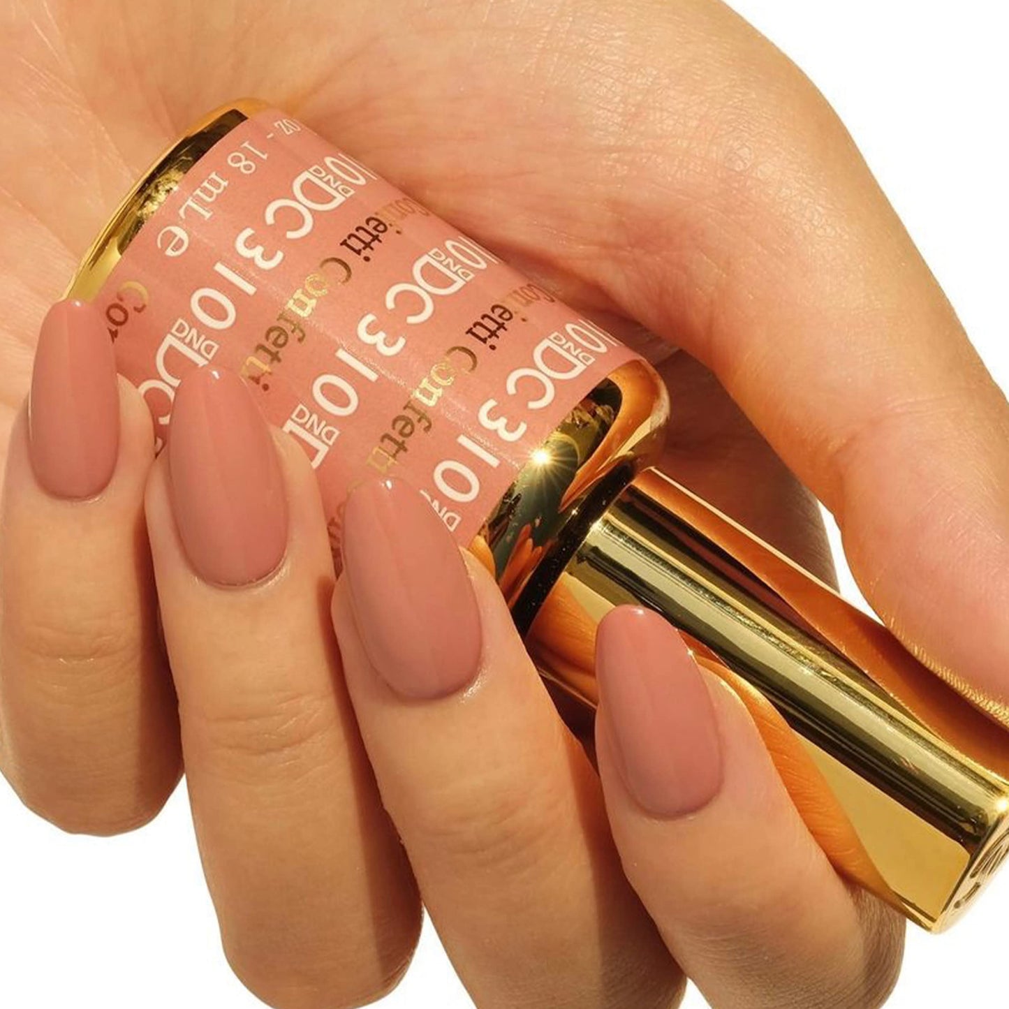 DND DC Gel Polish Set, Deep Nude Collection, UV/LED Gel Polish and Air Dry Nail Lacquer, Matching Chip-Free Polish Duo, 310 Confetti, 0.5 Fl Oz