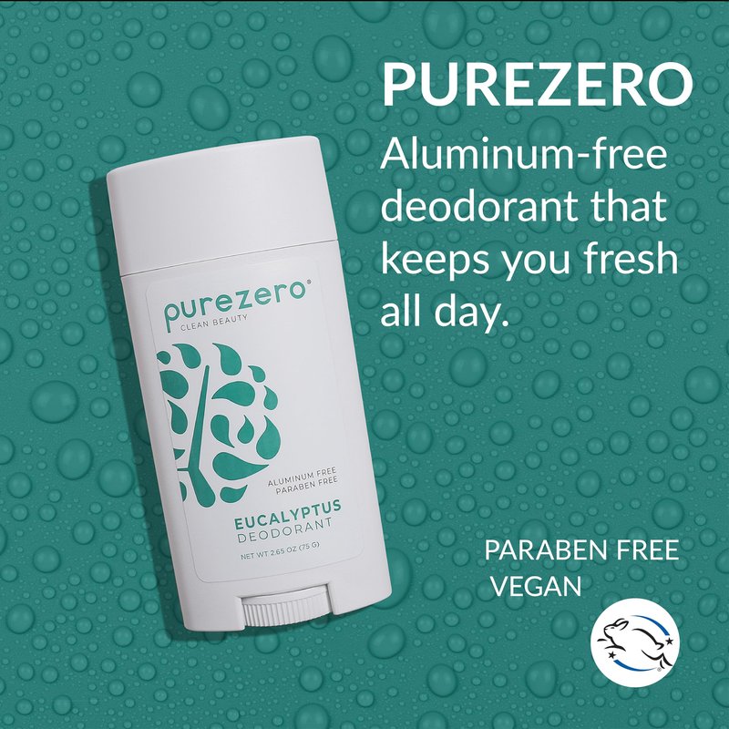 Purezero Deodorant | EUCALYPTUS | Aluminum & Paraben Free with Baking Soda and 24-Hour Odor Protection | For Women & Men | Infused with Shea Butter & Coconut Oil (1 Pack)