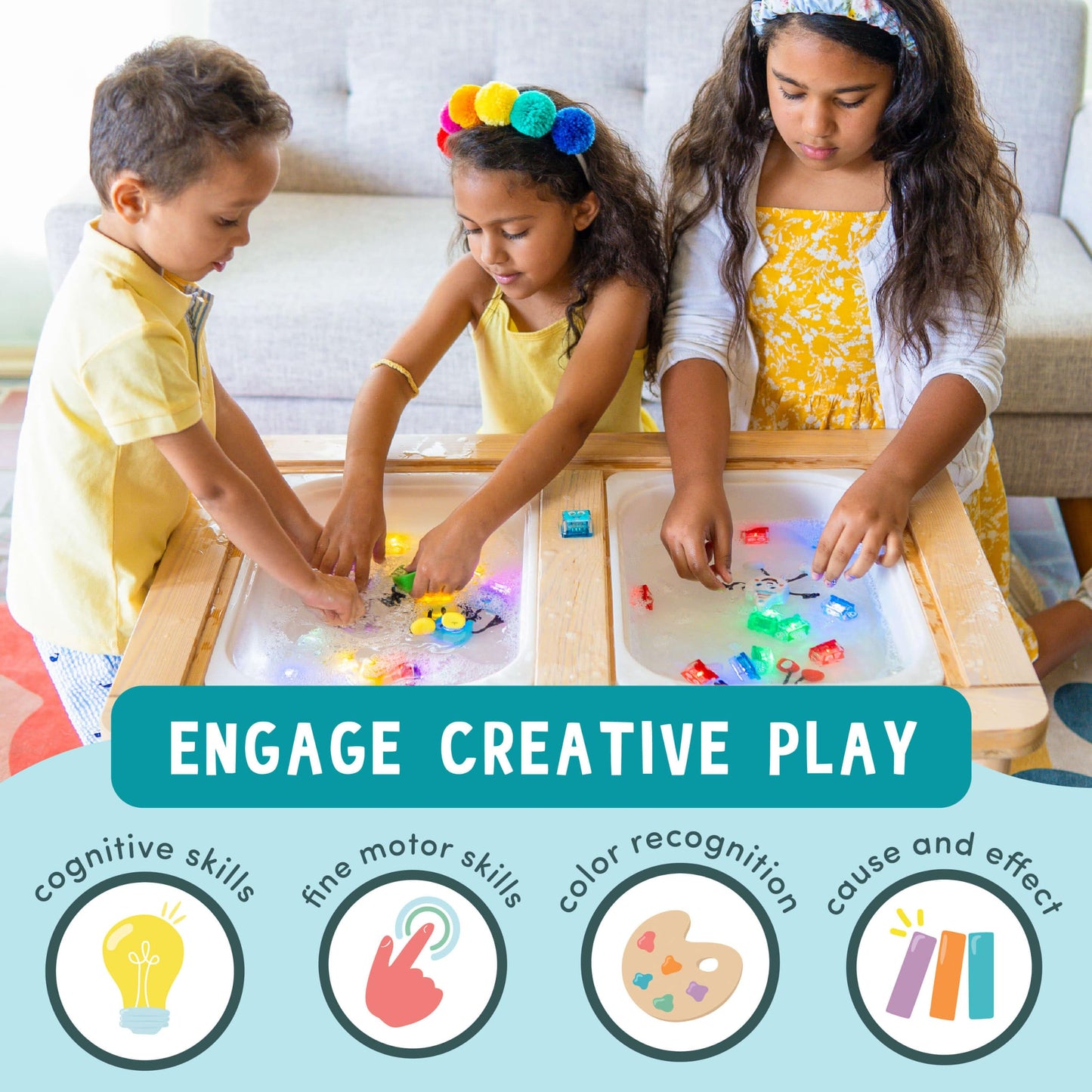 Glo Pals Water-Activated Light-Up Bath Toy Cubes, 4 Colors, 12 Pack