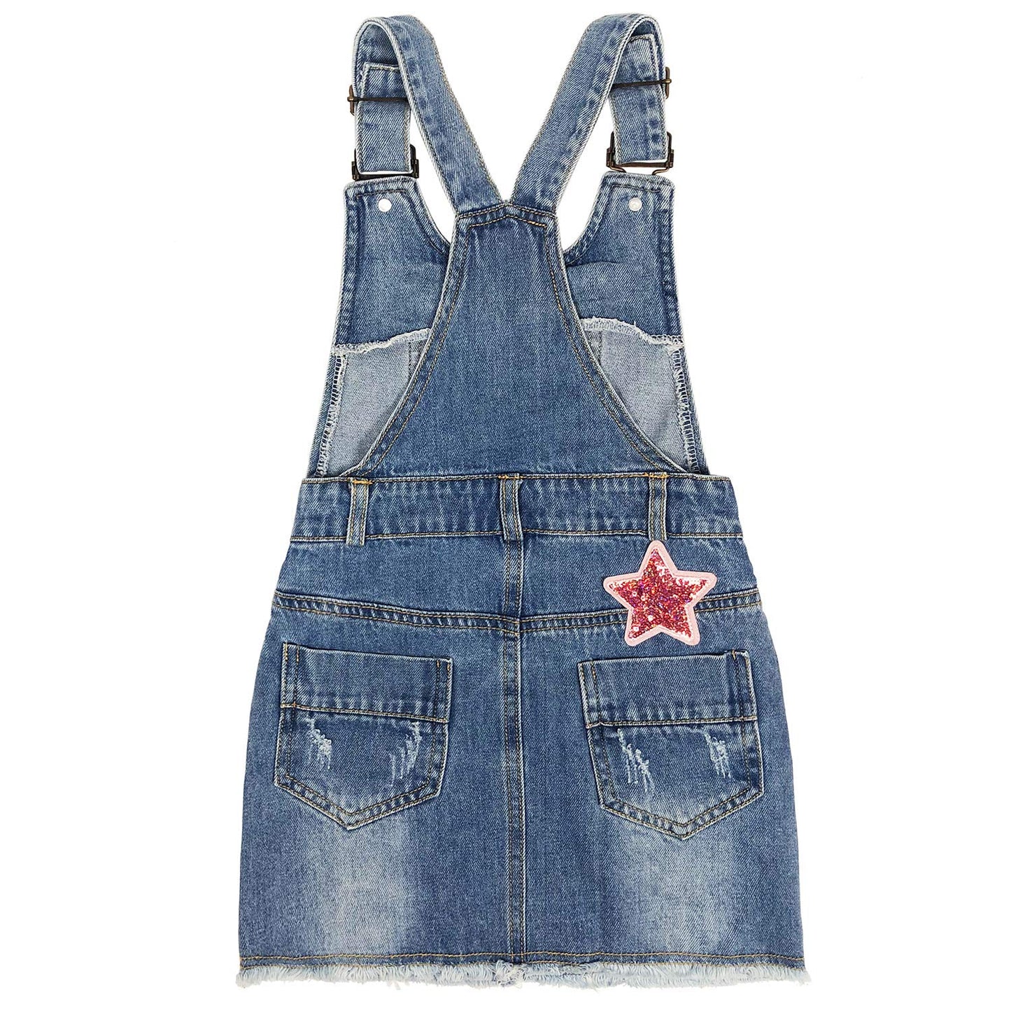 Peacolate 4-11T Little&Big Girls Jumper Dress Casual Strap Denim Overalls (4T,Star)