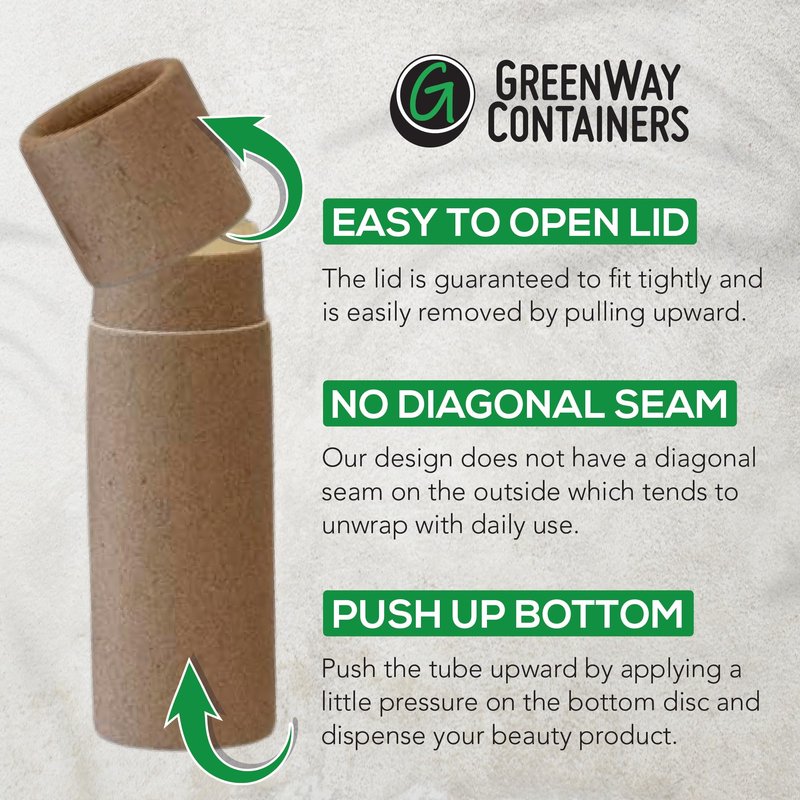 GreenWay 0.15oz / 4.25g Kraft Paperboard Lip Balm Tubes with Lids - 25 Pack Lip Gloss Tubes Refillable DIY Cosmetic Containers – Extra Thick Push-Up Bottom Lip Balm Containers - Black