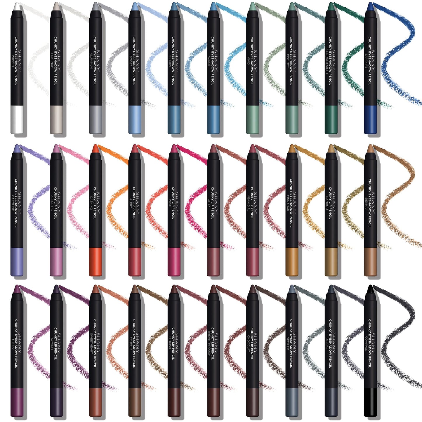 SHANY Chunky Eyeshadow Pencils Lip Liner, Eyeliner, Eye Pencil, Multi Use Chunky Pencils for Eye Shadow, Lip Makeup, Lipstick with Vitamin E,Aloe Vera - Chunky