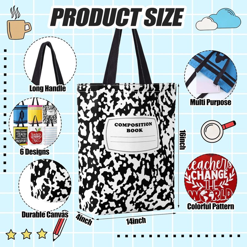 Canvas Tote Bag for Teachers - Bulk Thank You Gifts | Pencil Pouch & Makeup Bag Set