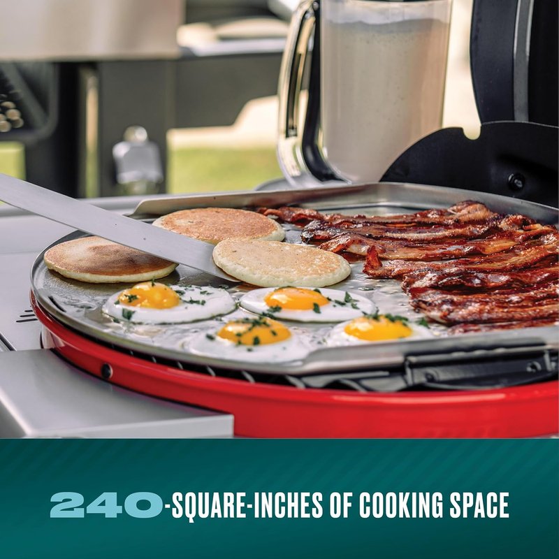 Charbroil 3-in-1 Dual Fuel Outdoor Electric Grill & Griddle | Charcoal BBQ Mode, Red