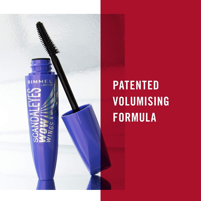 Rimmel Wow Wings Mascara, Long-Wearing, Volumizing, Smudge-Proo, 003, Extreme Black, 0.4oz