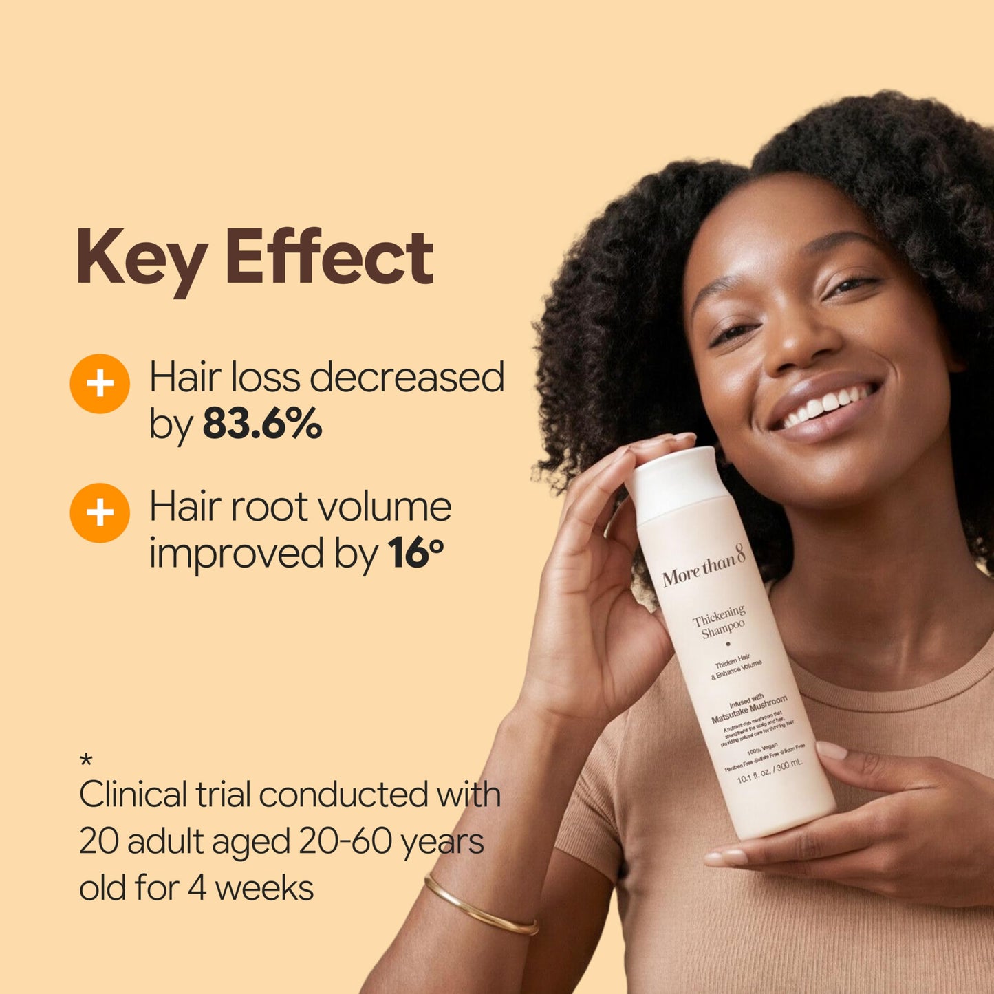 Morethan8 Korean Hair Thickening Shampoo with Matsutake mushroom, for Hair Loss and Hair growth – 300ml 100% Vegan, Paraben&Sulfate&Silicon Free - more than 8