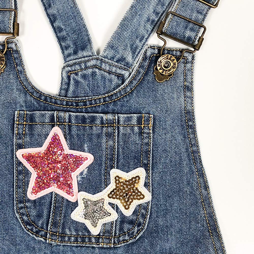 Peacolate 4-11T Little&Big Girls Jumper Dress Casual Strap Denim Overalls (4T,Star)