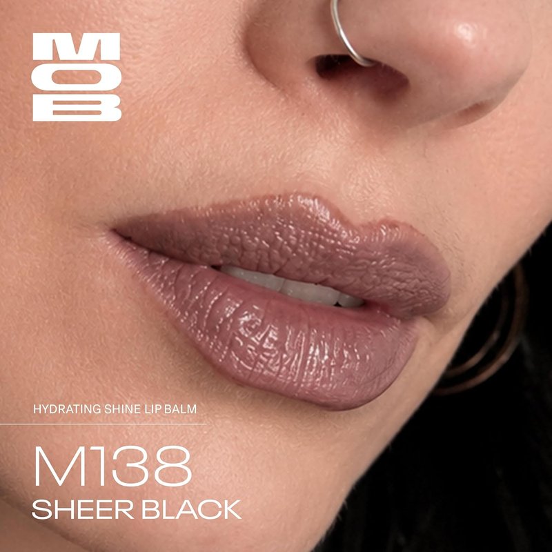 MOB Beauty Hydrating Shine Lip Balm - Black Tinted Moisturizing Gloss | Jojoba & Sunflower Oils