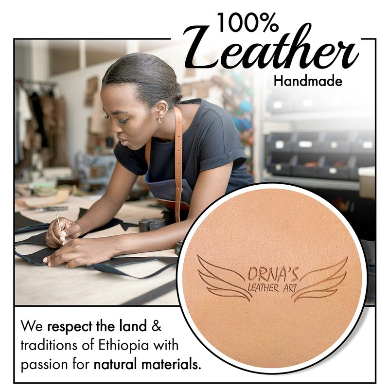 ORNA'S LEATHER ART WOODPECKER UNISEX SAND POUCH: Real Cowhide Men’s Women’s Tan Portable Toiletry Makeup Travel Case, Stylish, Handcrafted, Spacious, Zipper Close