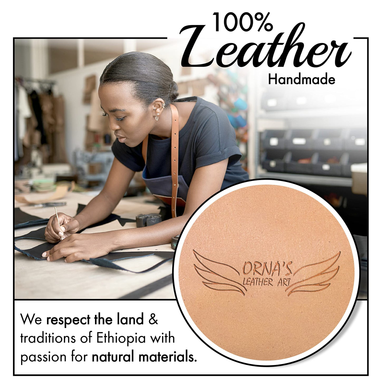 ORNA'S LEATHER ART WOODPECKER UNISEX SAND POUCH: Real Cowhide Men’s Women’s Tan Portable Toiletry Makeup Travel Case, Stylish, Handcrafted, Spacious, Zipper Close